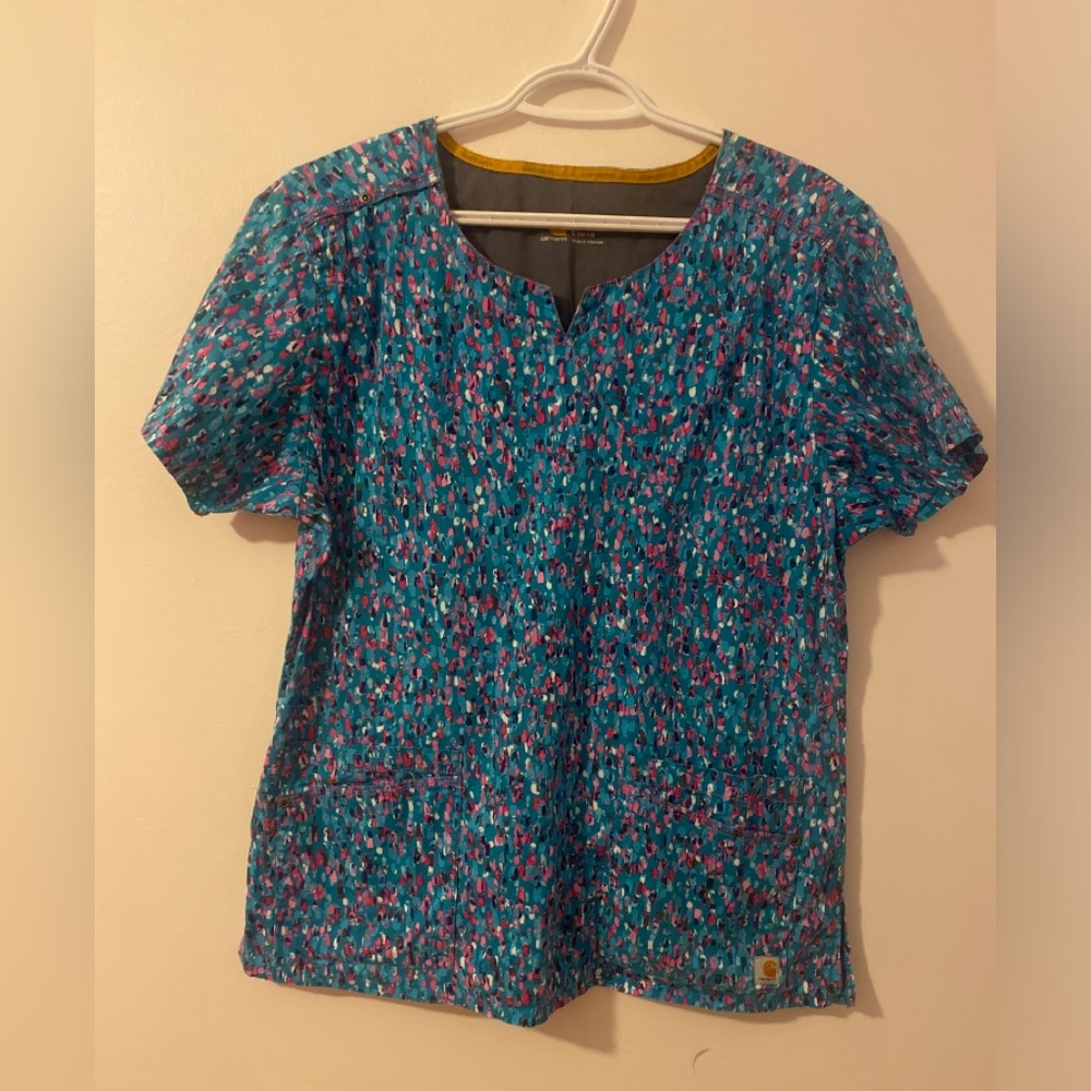Carhartt colourful leopard print scrubs top size large